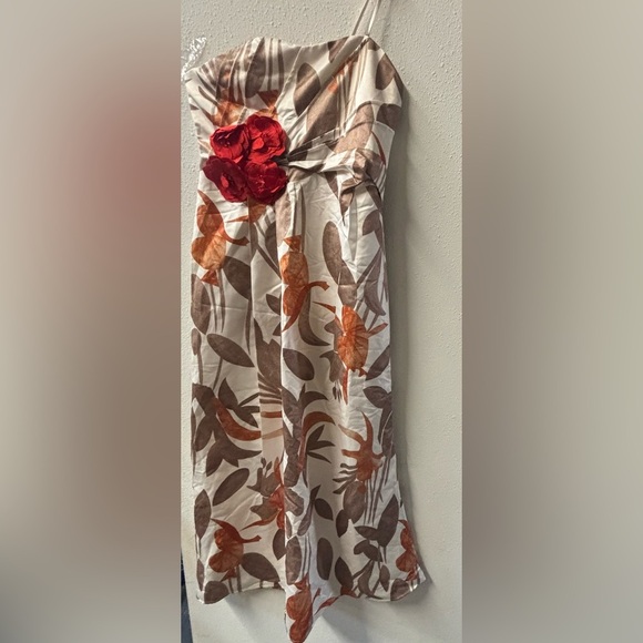 Chic Cream and Brown Asymmetrical Wrap Maxi Dress - Picture 3 of 4